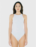 Women's Cotton Spandex Sleeveless Thong Bodysuit- White