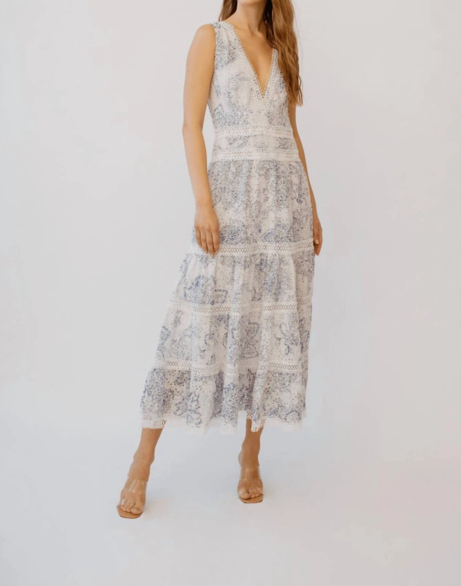 Guadalupe Design Naina V-Neck Long Dress Size S
