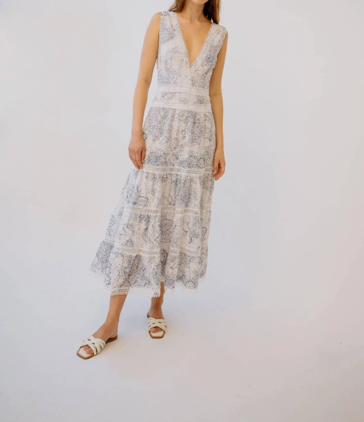 Guadalupe Design Naina V-Neck Long Dress Size S